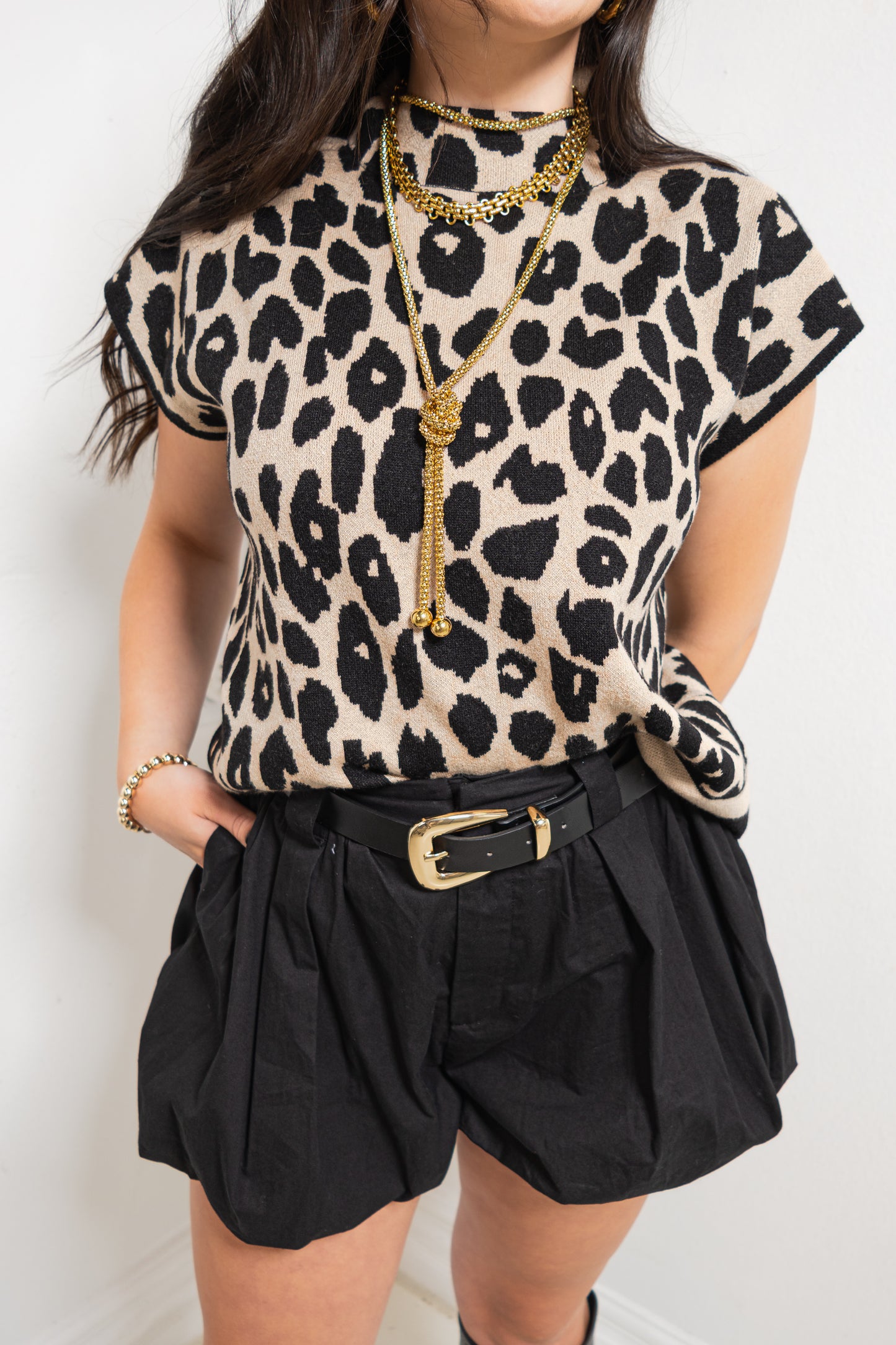 Leopard Luxe Sleeveless Sweater Top