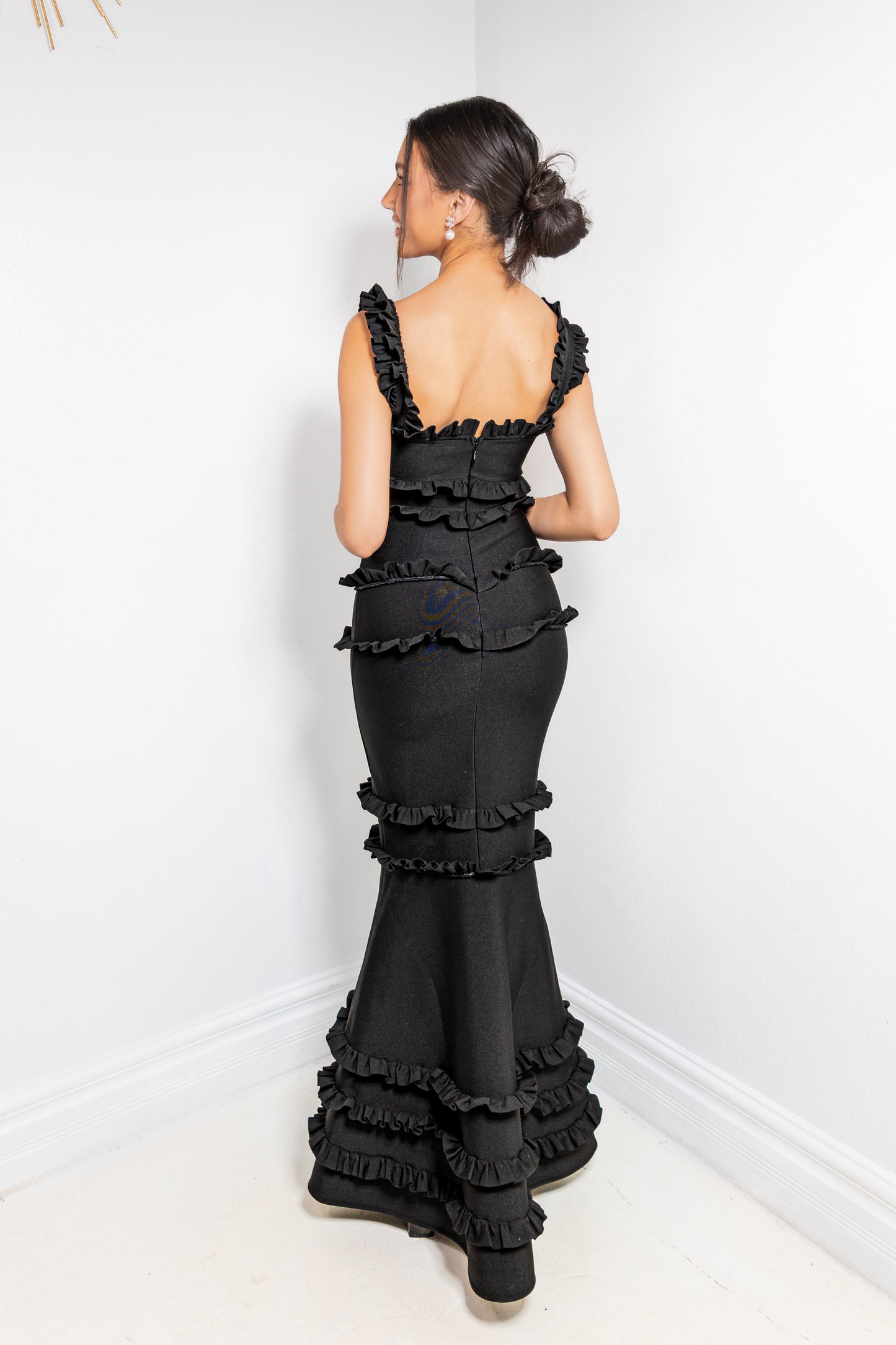 Noir Rosette Bandage Dress