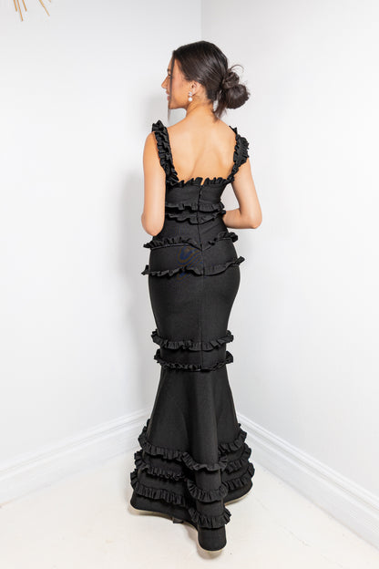 Noir Rosette Bandage Dress