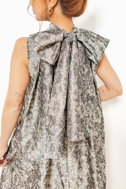 Olive Rose Jacquard Bow Dress