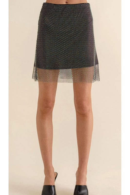 On Edge Rhinestone Mesh Skirt-Skirt-KCoutureBoutique, women's boutique in Bossier City, Louisiana