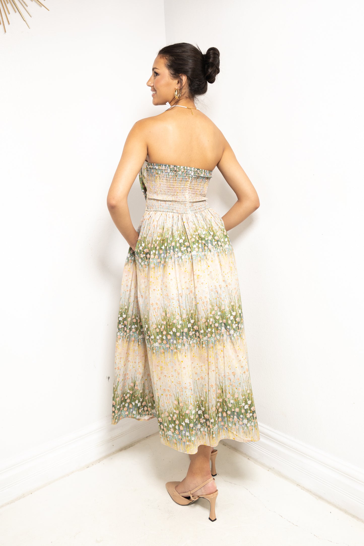 Once Upon A Meadow Strapless Midi Dress