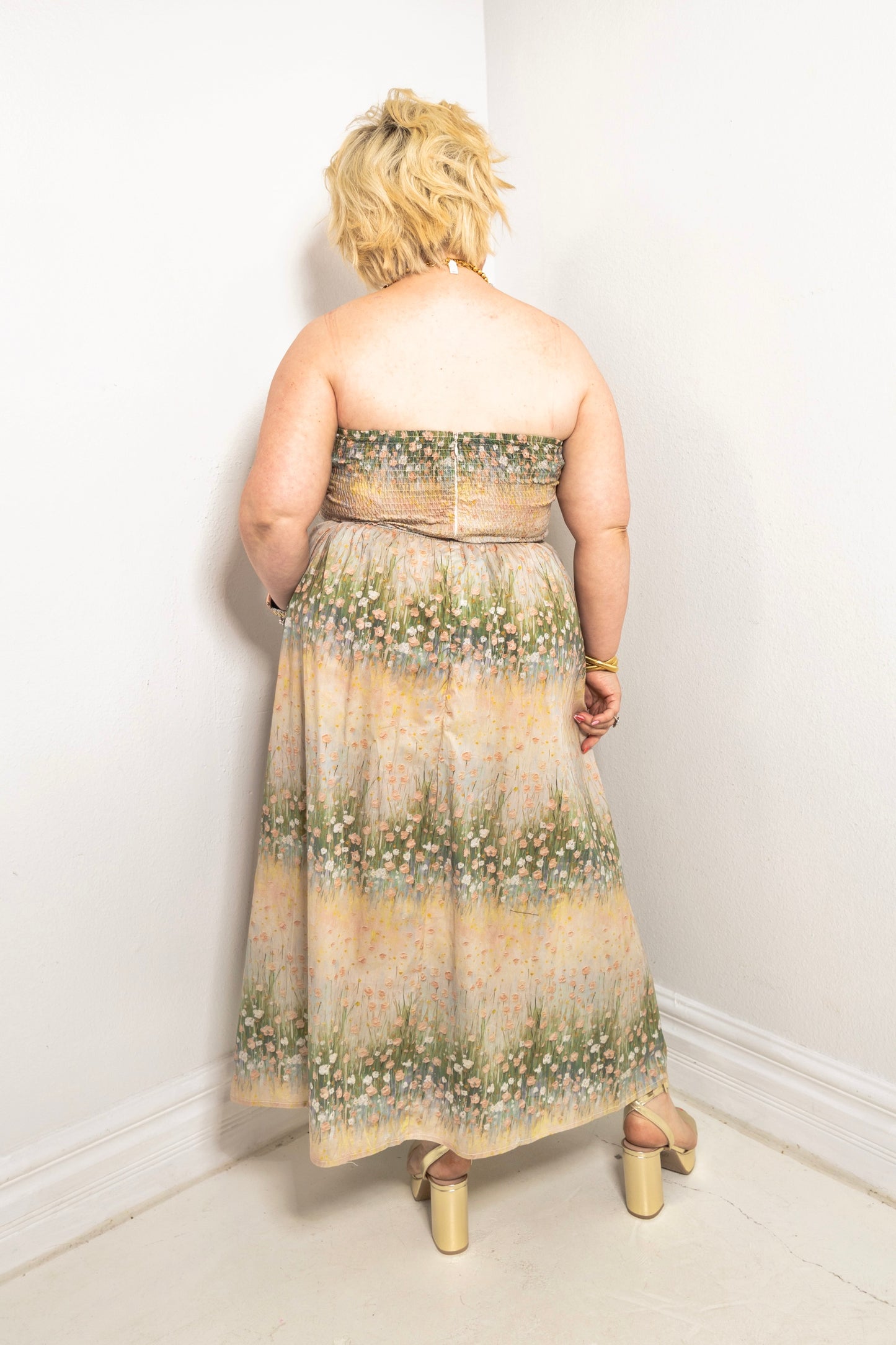 Once Upon A Meadow Strapless Midi Dress