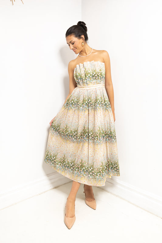 Once Upon A Meadow Strapless Midi Dress