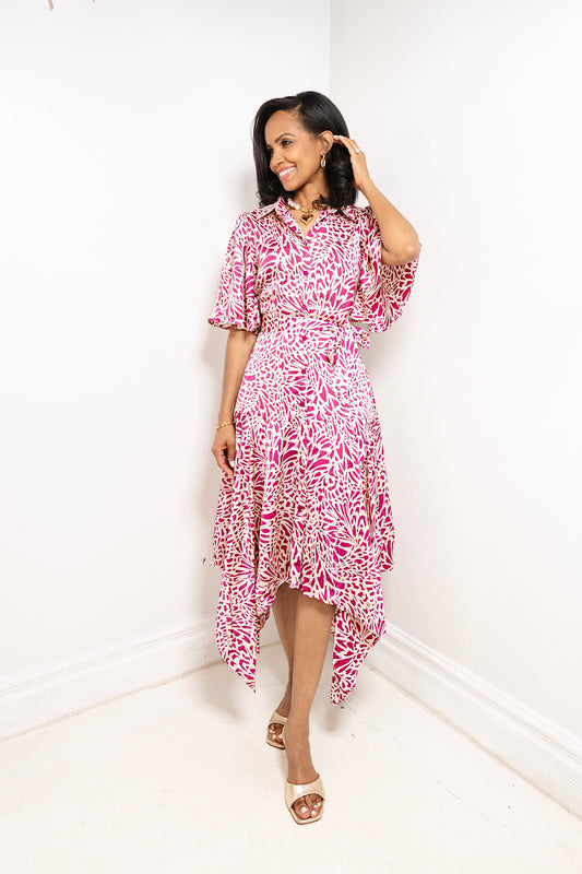 Orchid Grove Front Tie Midi Dress