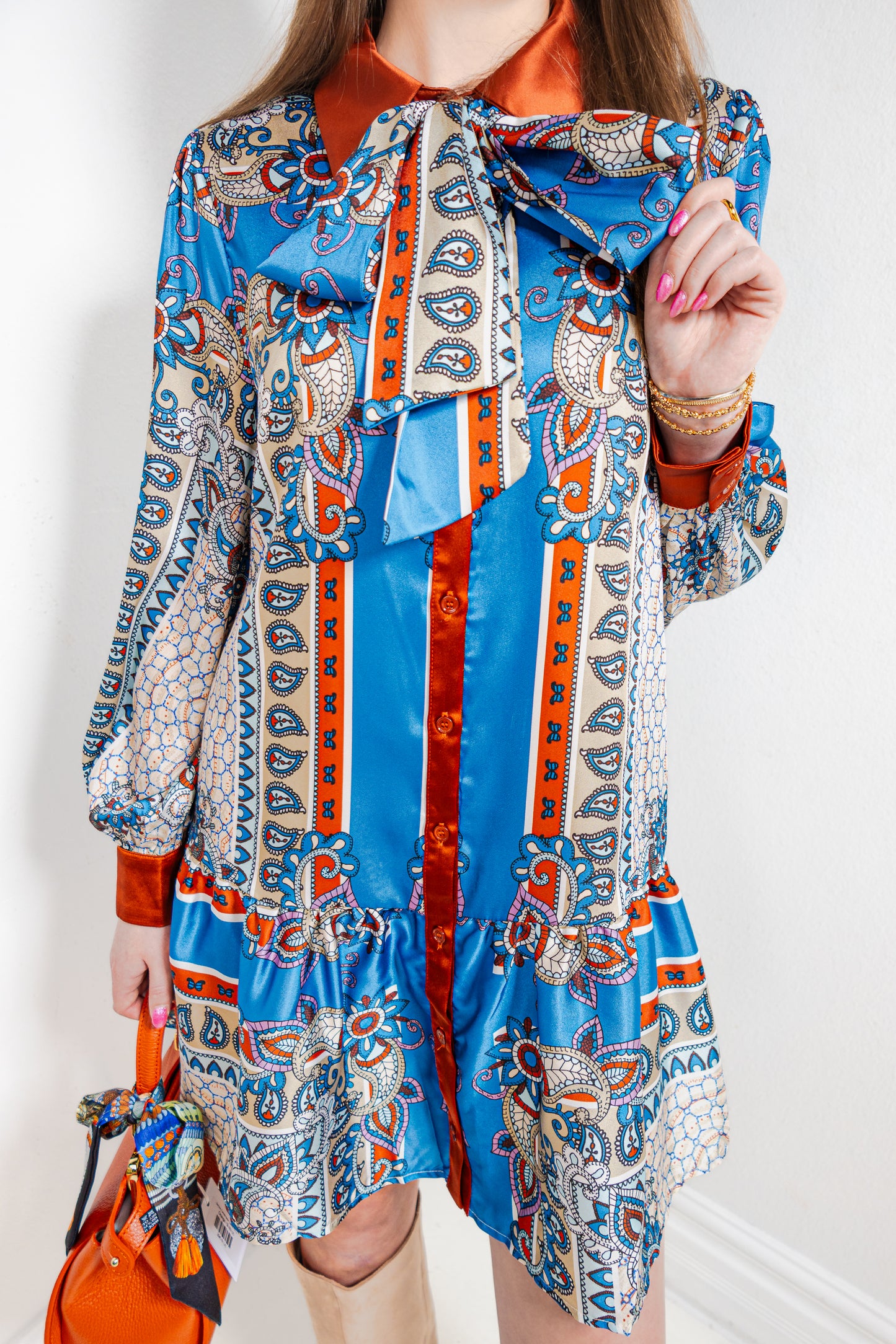 Paisley Parade Tie Neck Dress