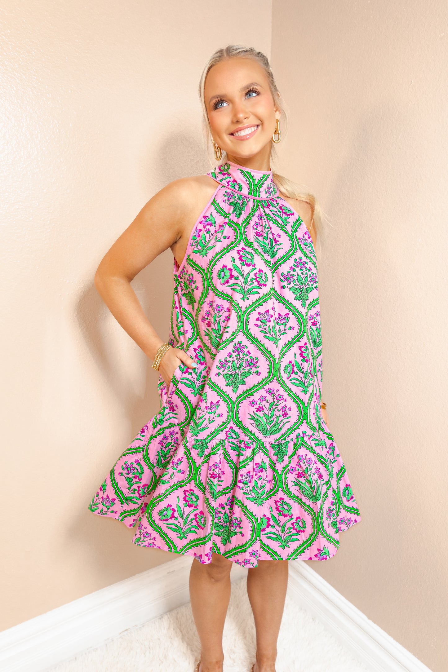 Palm Grove Halter Dress