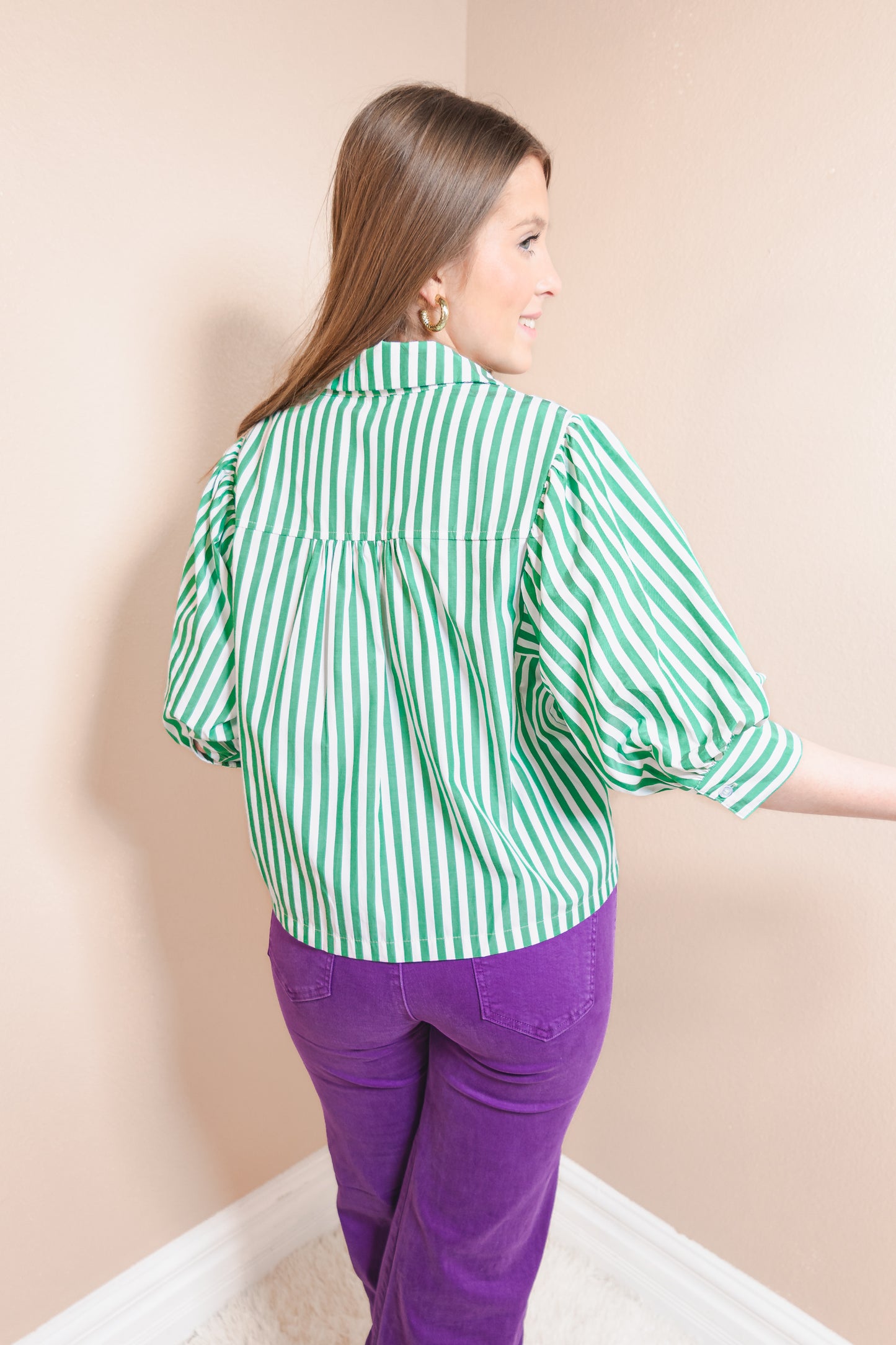 Parkside Puff Sleeve Stripe Top