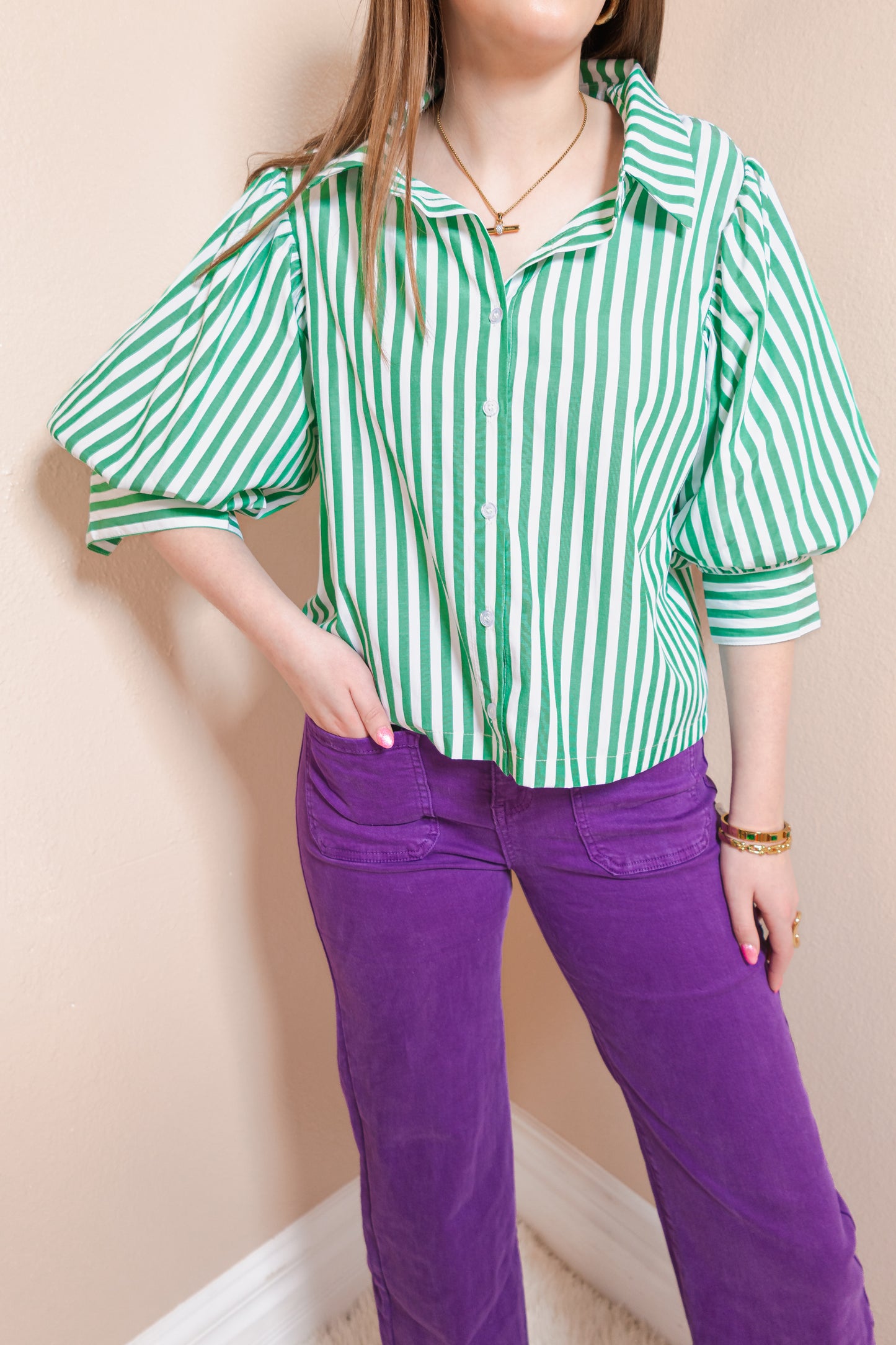 Parkside Puff Sleeve Stripe Top