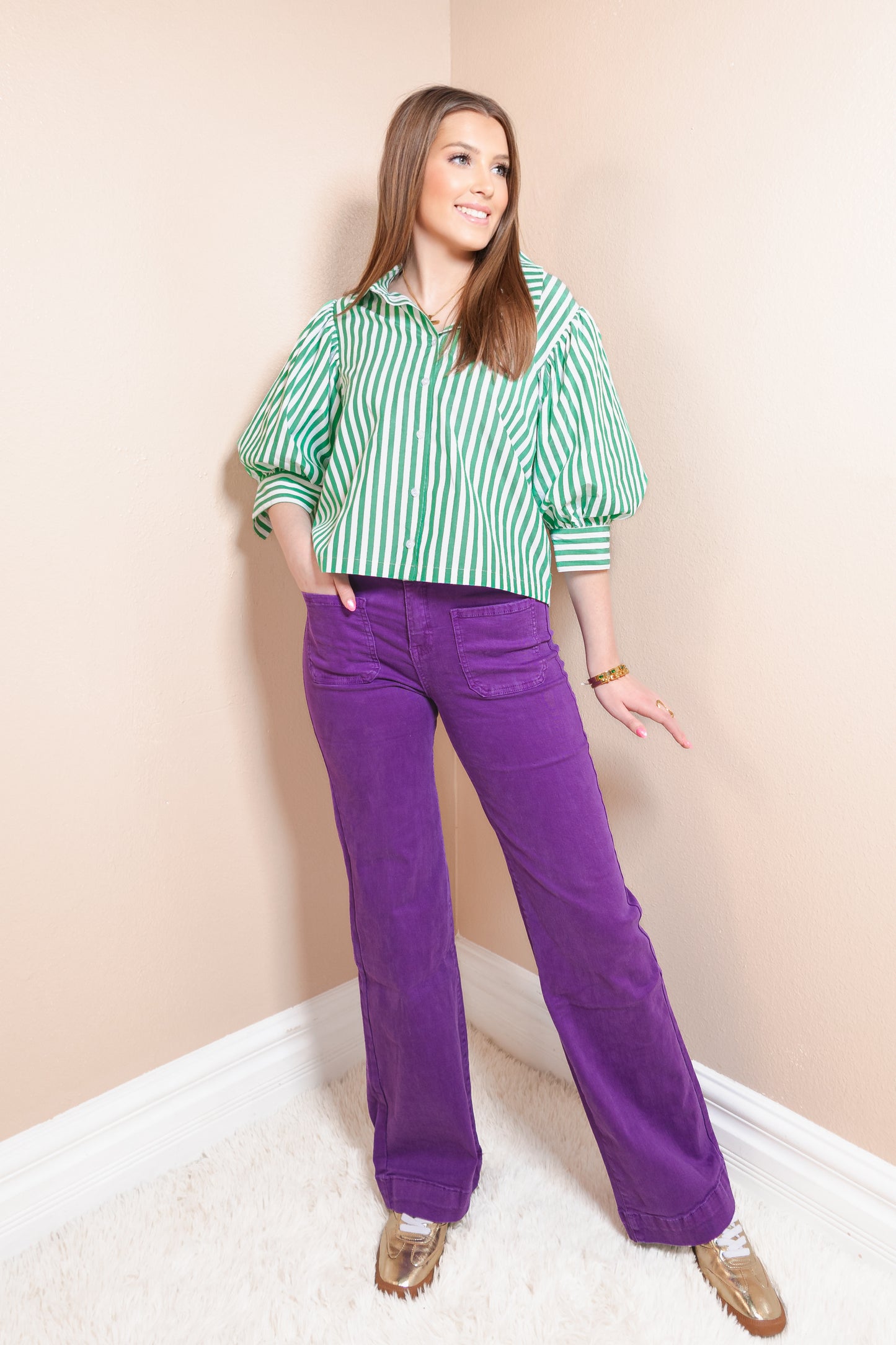 Parkside Puff Sleeve Stripe Top