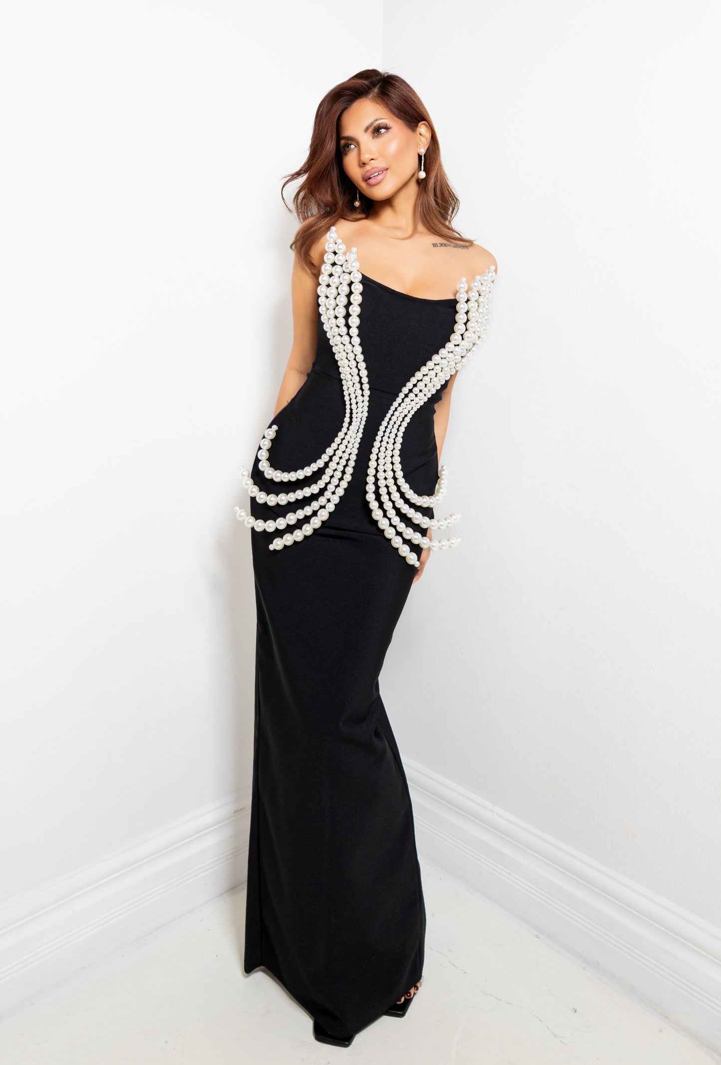 Pearl Cascade Evening Gown
