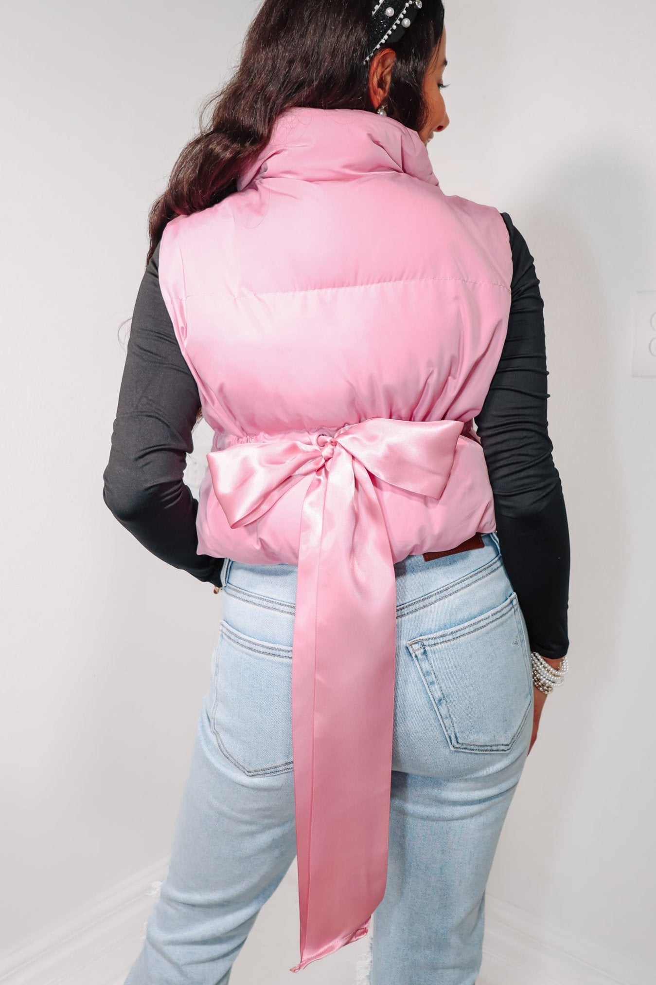 Cotton Candy Bow Puffer Vest