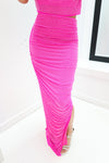Pink Rhinestone Mesh Maxi Skirt-Skirts-KCoutureBoutique, women's boutique in Bossier City, Louisiana