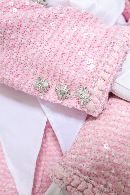Pink Luxe Rhinestone Detailed Tweed Jacket