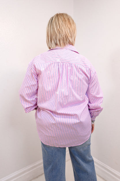 Pinkline Prep Rhinestone Button Down Top