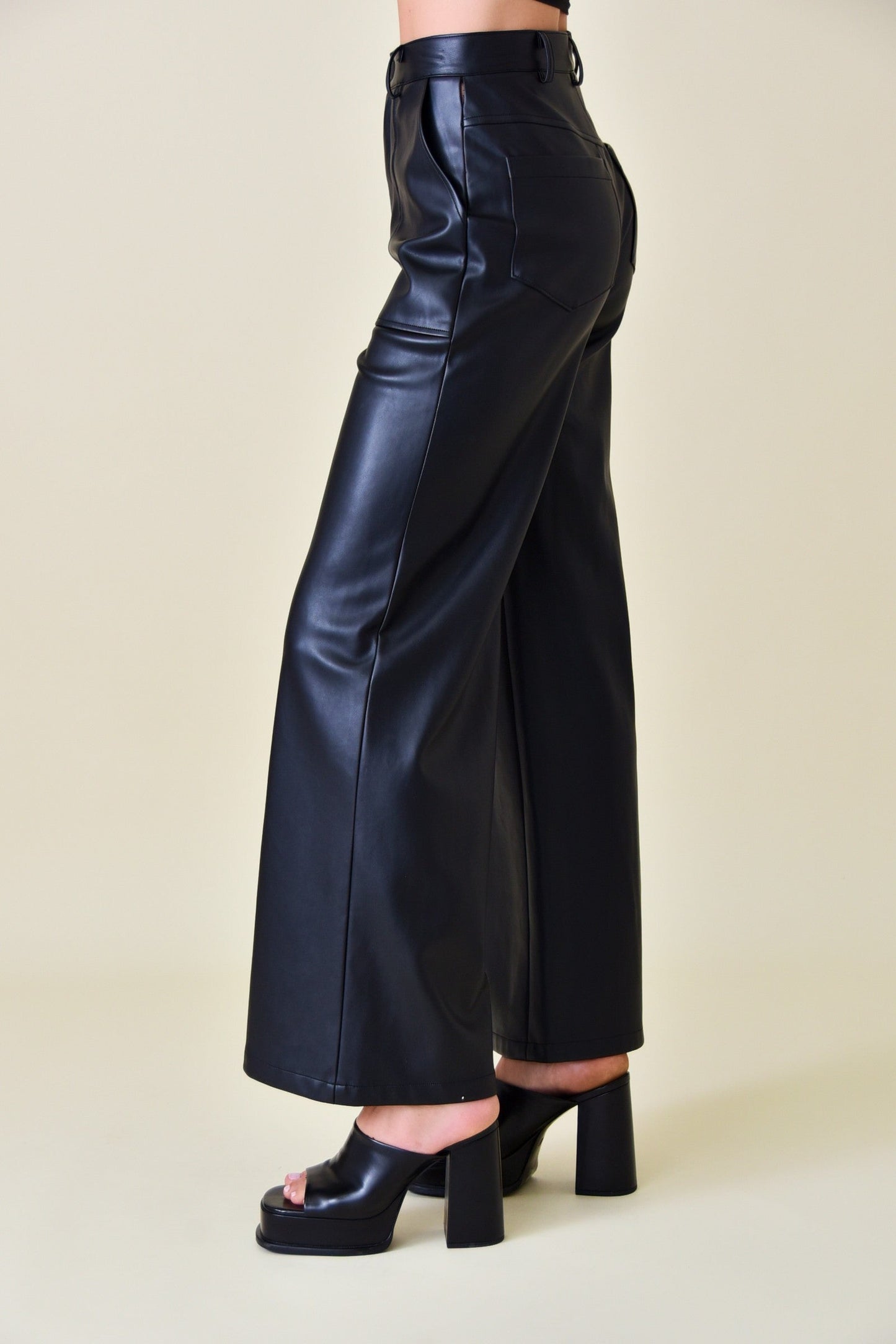 Pleather Large Pocket Wide Leg Carpenter Pant-Pants-KCoutureBoutique, women's boutique in Bossier City, Louisiana