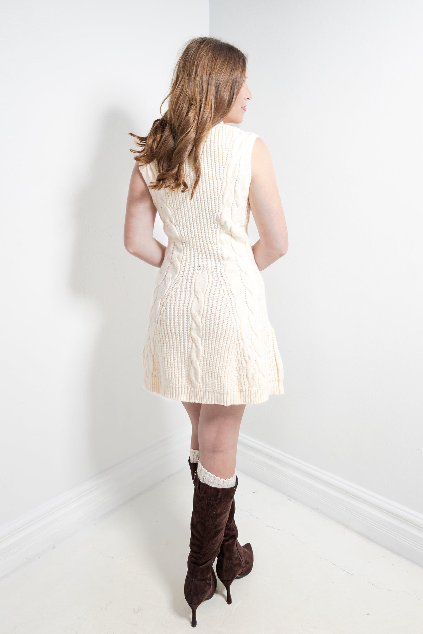 Polar Pearl Cable Knit Dress