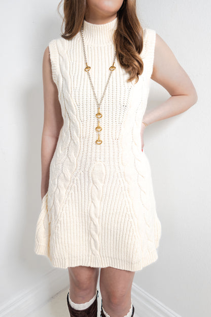 Polar Pearl Cable Knit Dress