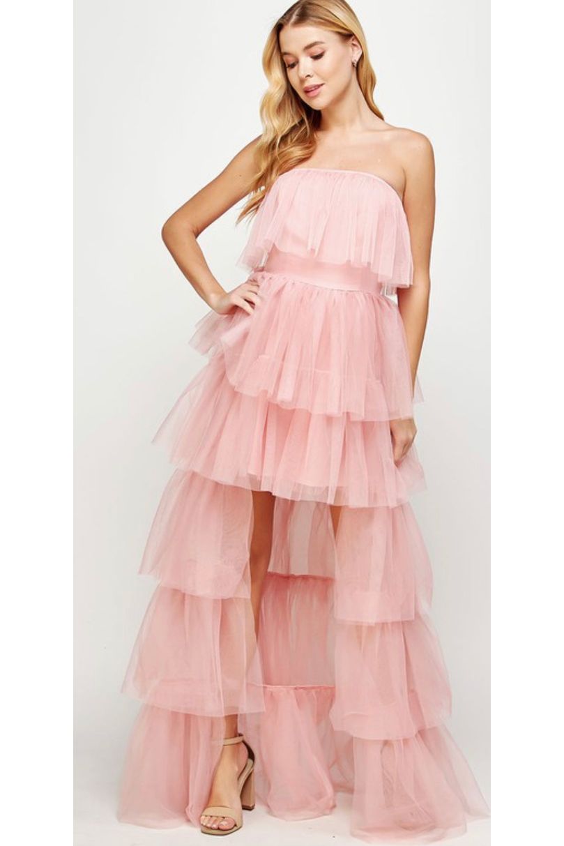 Pretty In Pink High Low Tulle Dress-Dress-KCoutureBoutique, women's boutique in Bossier City, Louisiana