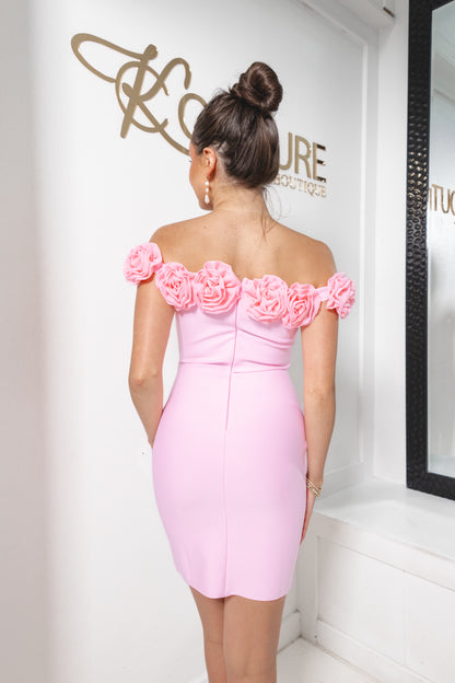 Pretty In Petals Off Shoulder Bandage Dress