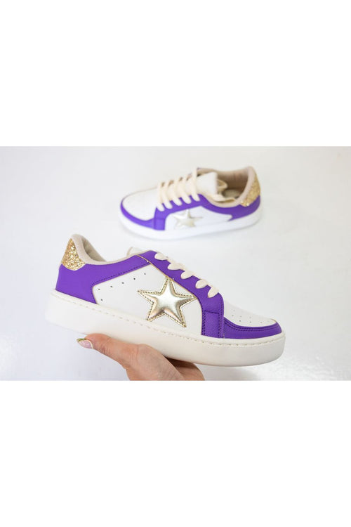 Purple & Gold Star Sneaker-Shoes-KCoutureBoutique, women's boutique in Bossier City, Louisiana