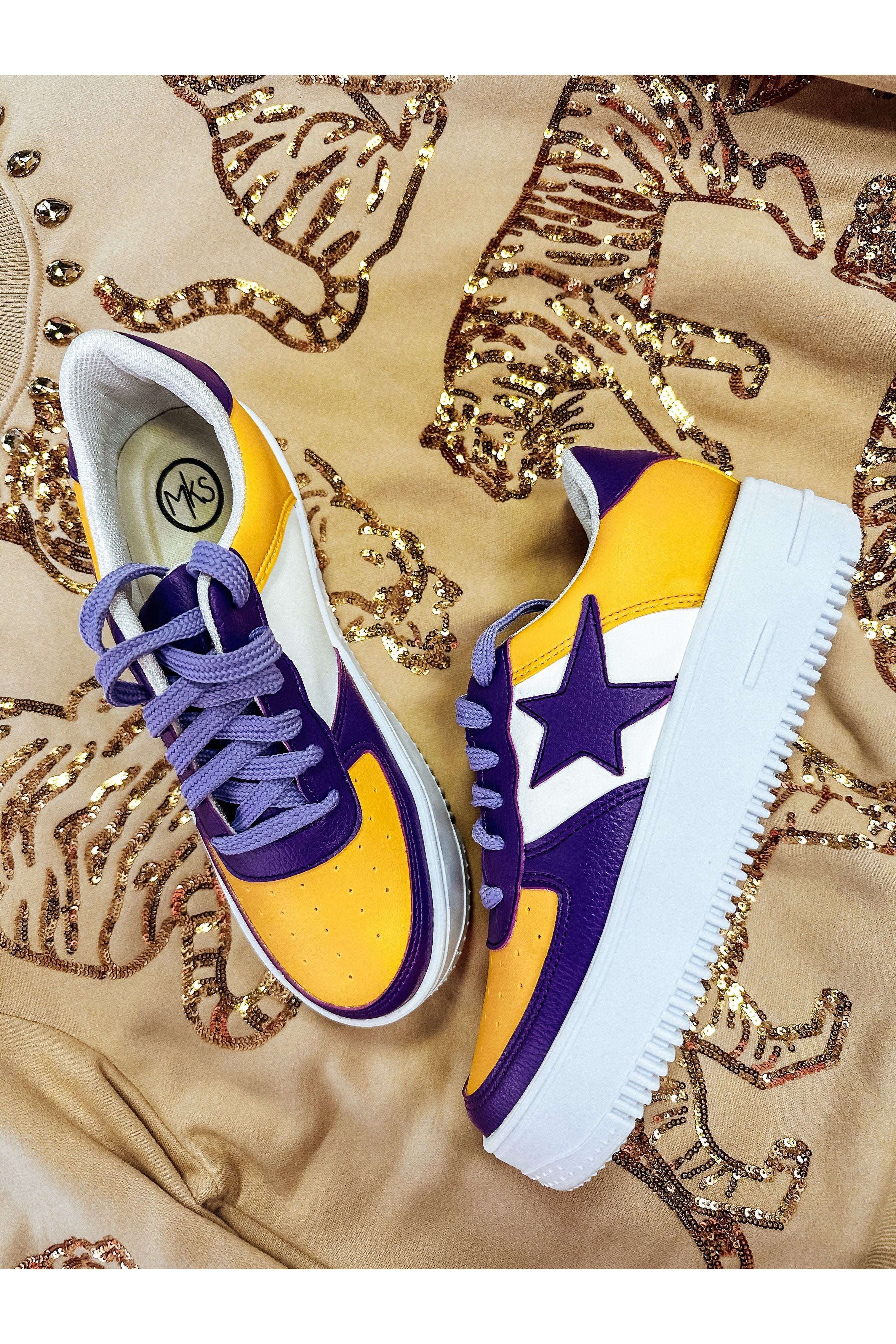 Purple Yellow Chunky Star Sneaker 9 Purple Yellow