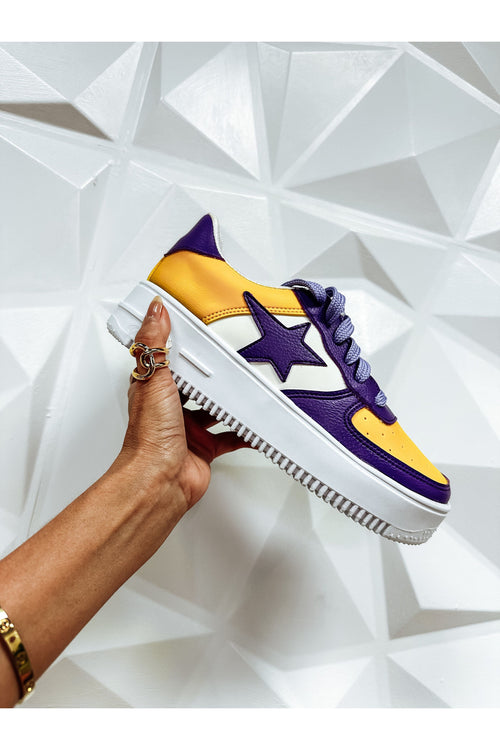 Purple & Yellow Chunky Star Sneaker-Shoes-KCoutureBoutique, women's boutique in Bossier City, Louisiana