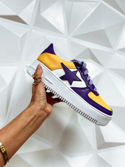 Purple & Yellow Chunky Star Sneaker-Shoes-KCoutureBoutique, women's boutique in Bossier City, Louisiana