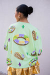 Queen Of Sparkles Green King Cake & Baby Sweatshirt-Tops-KCoutureBoutique, women's boutique in Bossier City, Louisiana