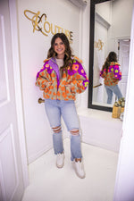 Queen Of Sparkles Neon Flower Tan Fleece Jacket-Apparel & Accessories-KCoutureBoutique, women's boutique in Bossier City, Louisiana