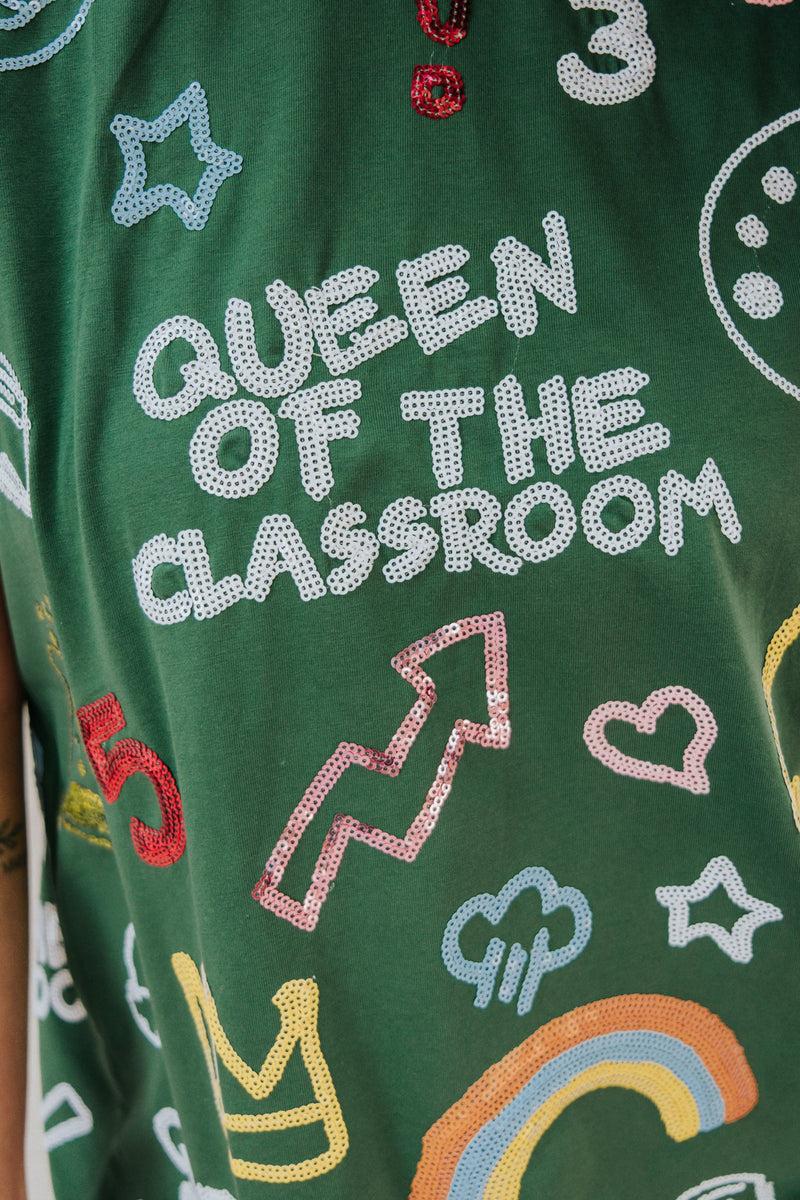 Queen Of The Classroom Dark Green Tee-Tops-KCoutureBoutique, women's boutique in Bossier City, Louisiana