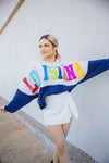 Queen of Sparkles Louisiana Queen Colorblock Sweatshirt-Sweatshirt-KCoutureBoutique, women's boutique in Bossier City, Louisiana