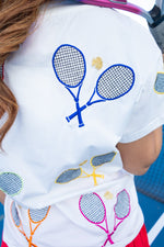 Queen of Sparkles Multi Tennis Racket Tee-Tops-KCoutureBoutique, women's boutique in Bossier City, Louisiana