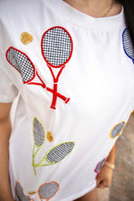 Queen of Sparkles Multi Tennis Racket Tee-Tops-KCoutureBoutique, women's boutique in Bossier City, Louisiana