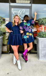 Queen of Sparkles Navy Firework Dress-Dresses-KCoutureBoutique, women's boutique in Bossier City, Louisiana