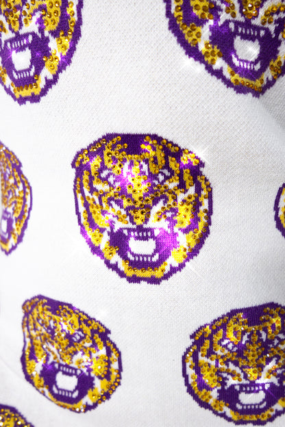 Queen Of Sparkles LSU Mascot Rhinestone Knit Dress
