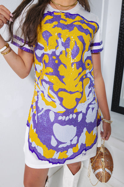 Queen Of Sparkles Licensed LSU Mascot Tee Dress