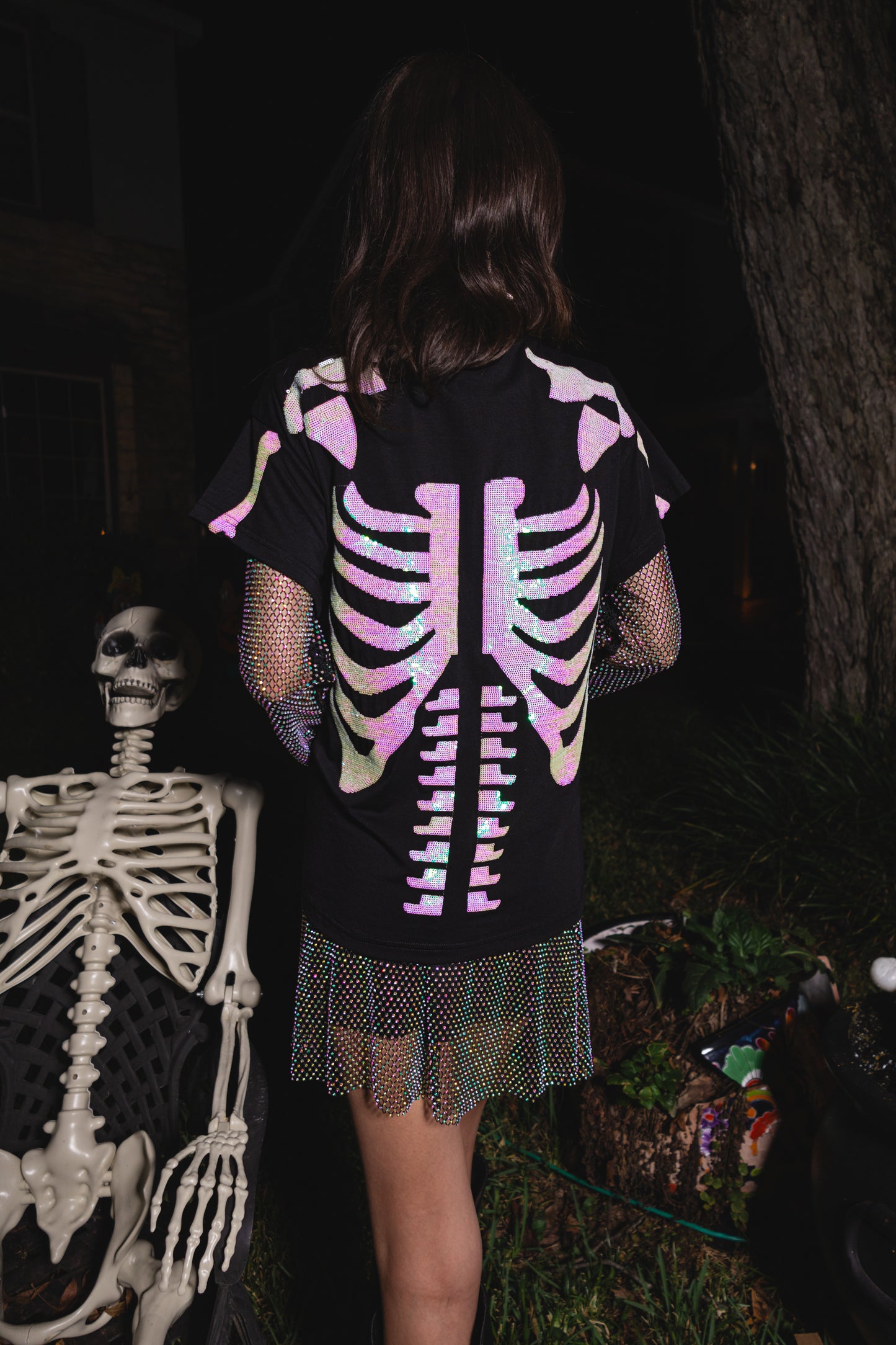 Queen of Sparkles Black & White Skeleton Tee