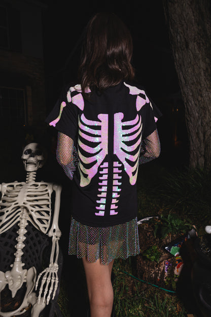 Queen of Sparkles Black & White Skeleton Tee