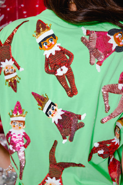 Queen of Sparkles Green Elf Tee