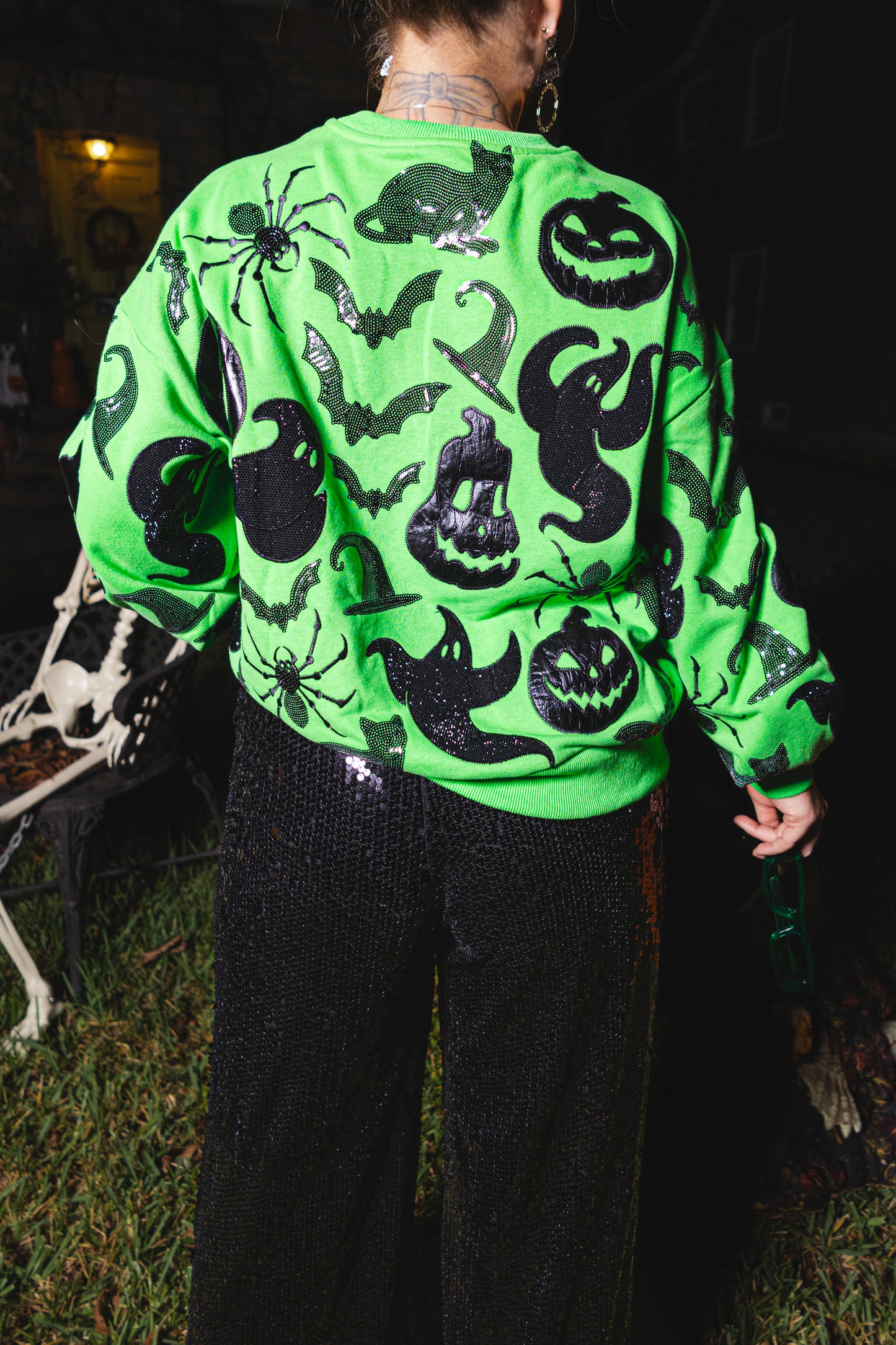 Queen of Sparkles Green & Black Halloween Icon Sweatshirt