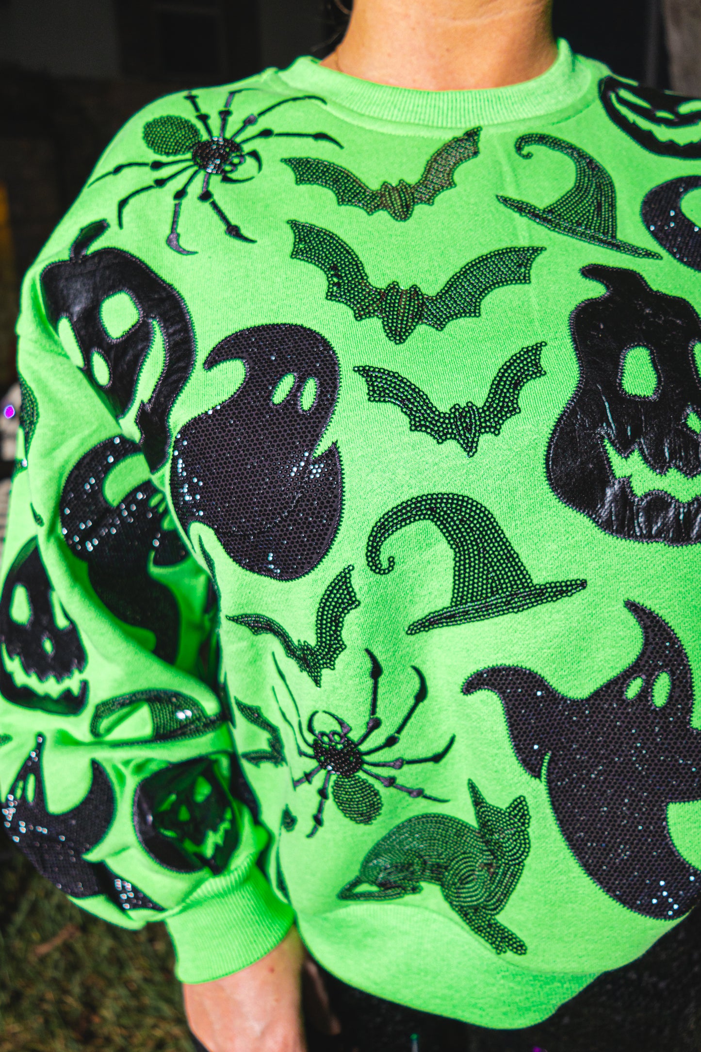 Queen of Sparkles Green & Black Halloween Icon Sweatshirt