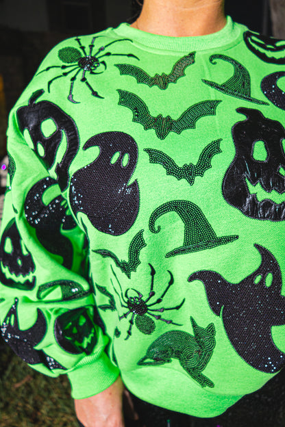 Queen of Sparkles Green & Black Halloween Icon Sweatshirt