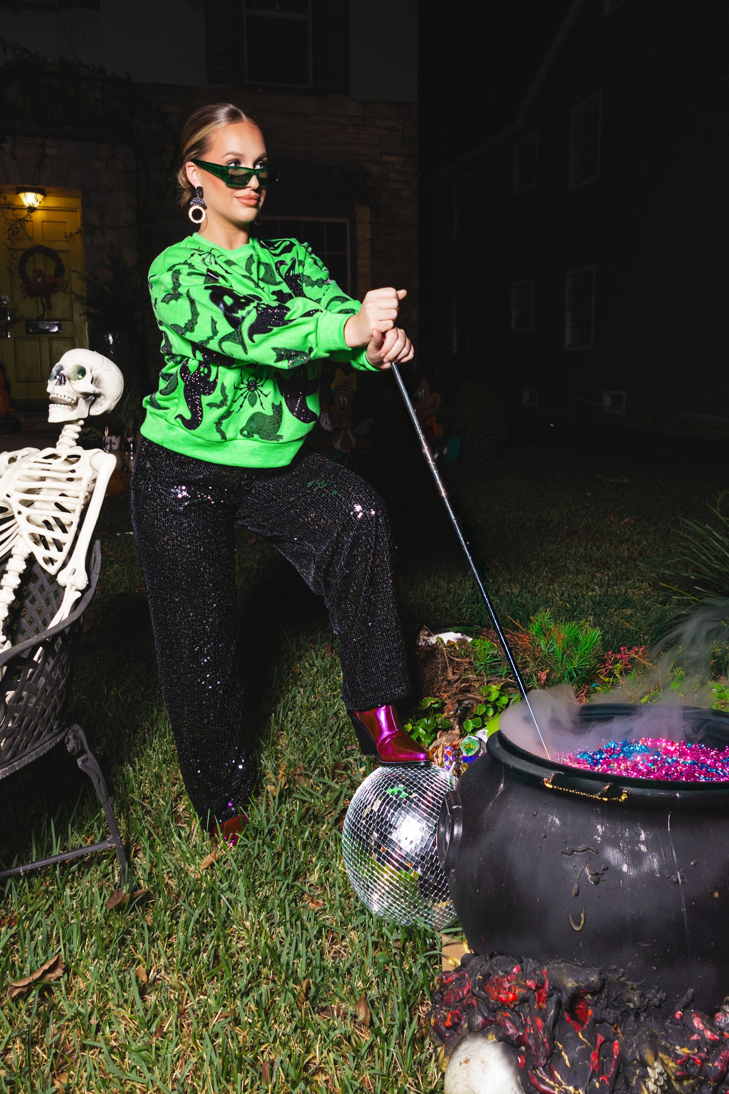 Queen of Sparkles Green & Black Halloween Icon Sweatshirt