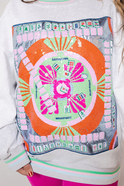Queen of Sparkles Grey Multi Mahjong Table Sweatshirt