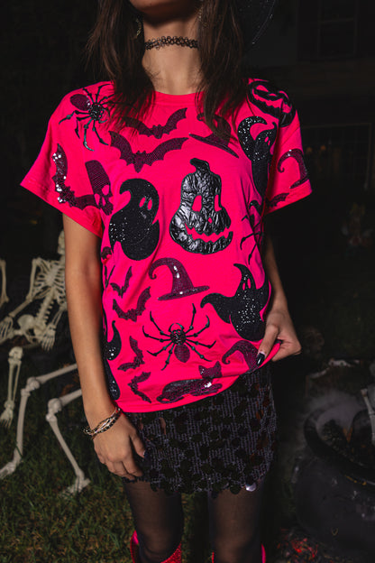 Queen of Sparkles Hot Pink & Black Halloween Icon Tee