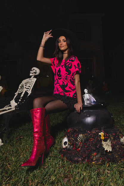 Queen of Sparkles Hot Pink & Black Halloween Icon Tee