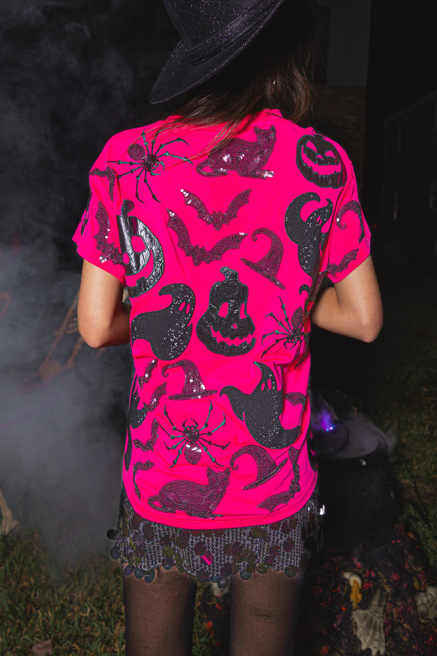 Queen of Sparkles Hot Pink & Black Halloween Icon Tee