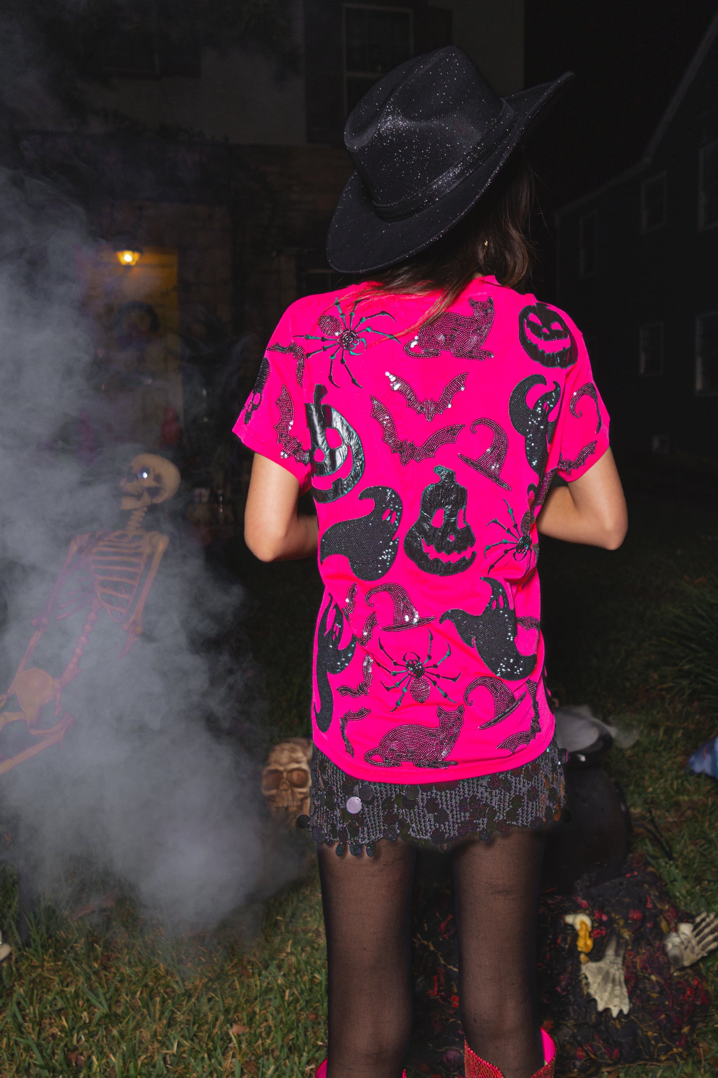 Queen of Sparkles Hot Pink & Black Halloween Icon Tee