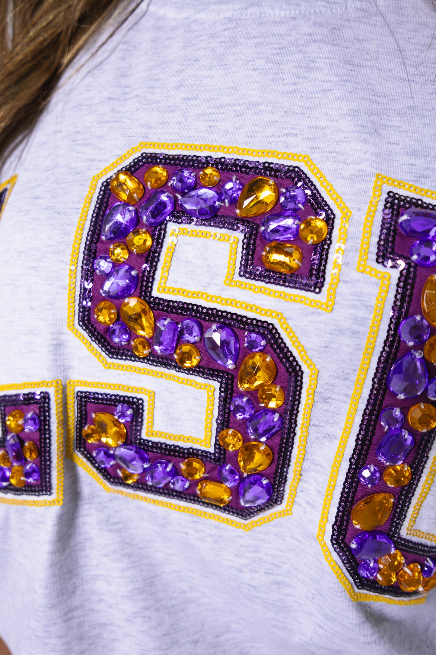 Queen of Sparkles LSU Jeweled Letters Tee